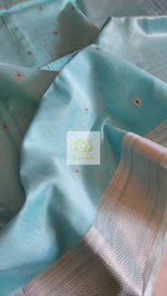 Load image into Gallery viewer, Maheshwari Silk Cotton Saree - Sky Blue
