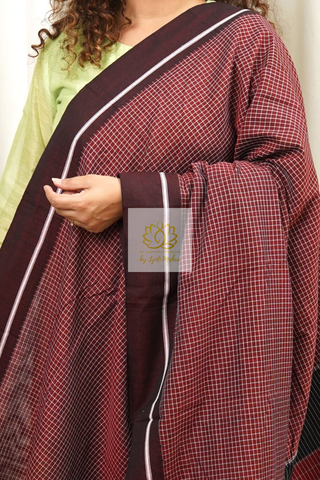 Maroon Patteda Anchu Cotton Saree With Border