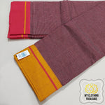 Load image into Gallery viewer, Maroon Patteda Anchu Cotton Saree With Ganga Jamuna Border-Red Yellow
