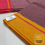 Load image into Gallery viewer, Maroon Patteda Anchu Cotton Saree With Ganga Jamuna Border-Red Yellow
