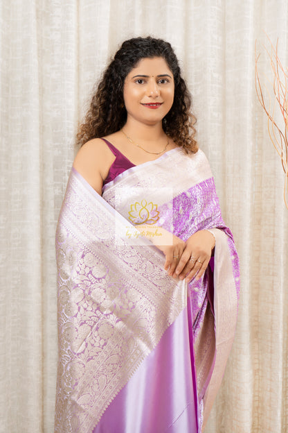 Mashru Silk Banarasi - Lavender Saree