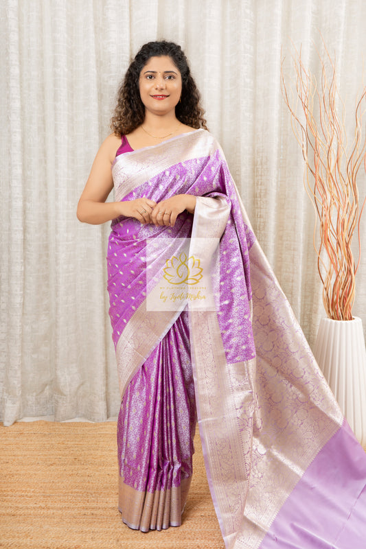 Mashru Silk Banarasi - Lavender Saree