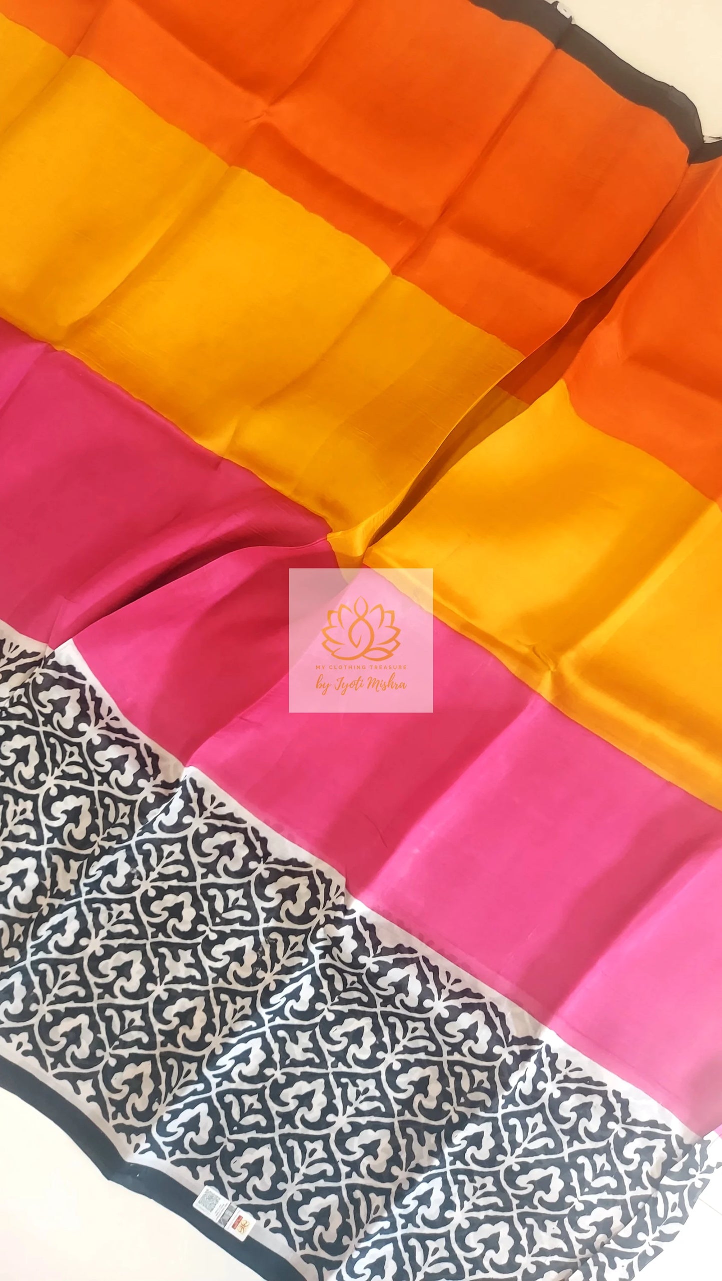 Murshidabad Pure Silk Sarees Hand block Print- Multi Color 2 Saree