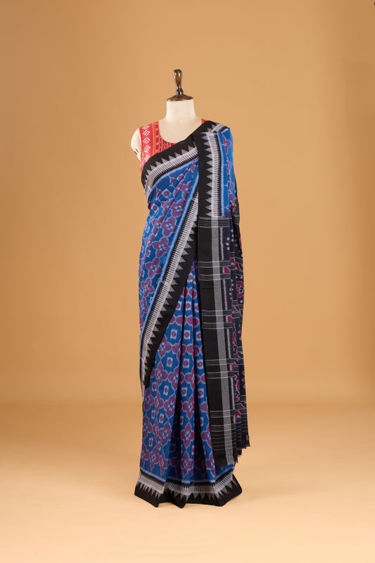 Odisha Ikkat Khandua Cotton Saree - Blue