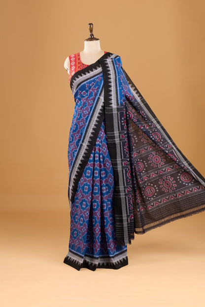 Odisha Ikkat Khandua Cotton Saree - Blue
