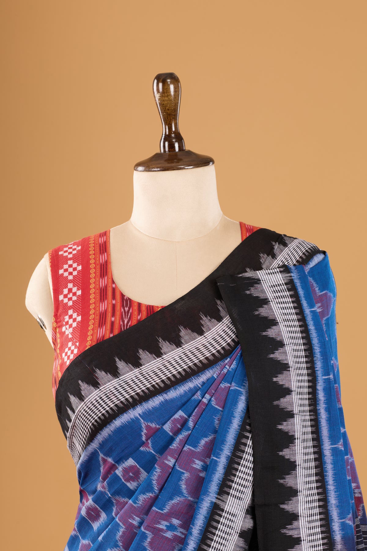 Odisha Ikkat Khandua Cotton Saree - Blue