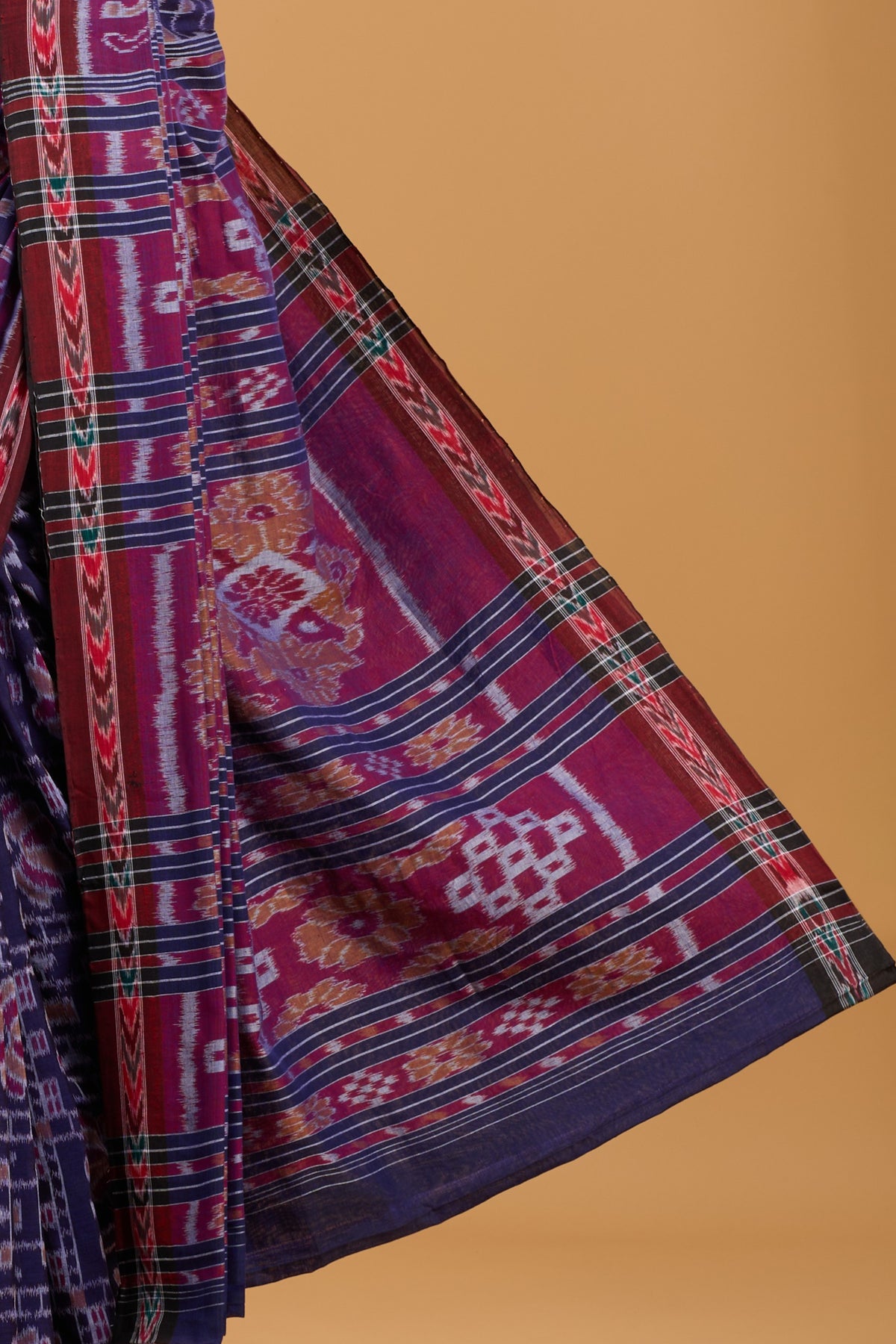 Odisha Ikkat Khandua Cotton Saree - Navy
