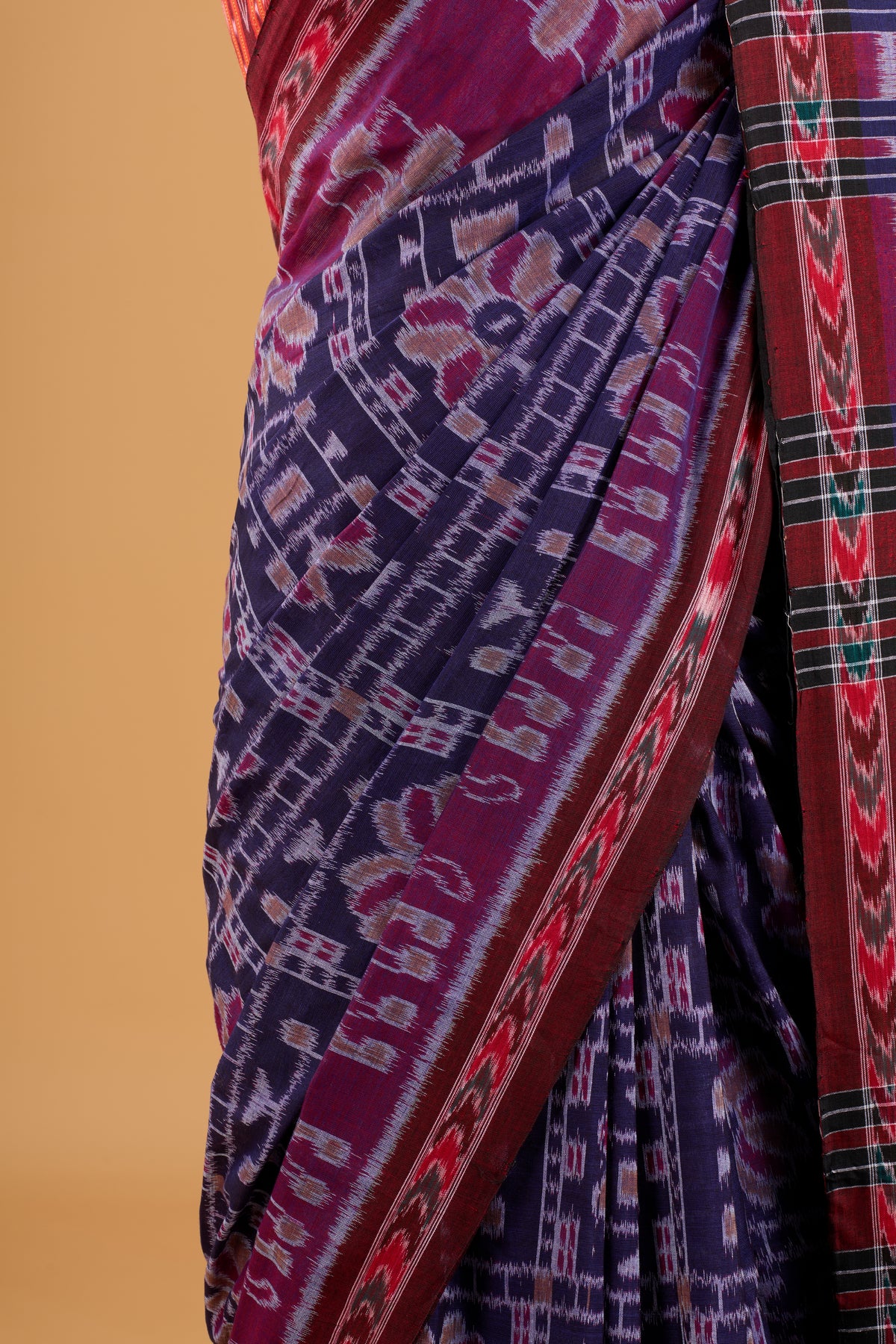 Odisha Ikkat Khandua Cotton Saree - Navy