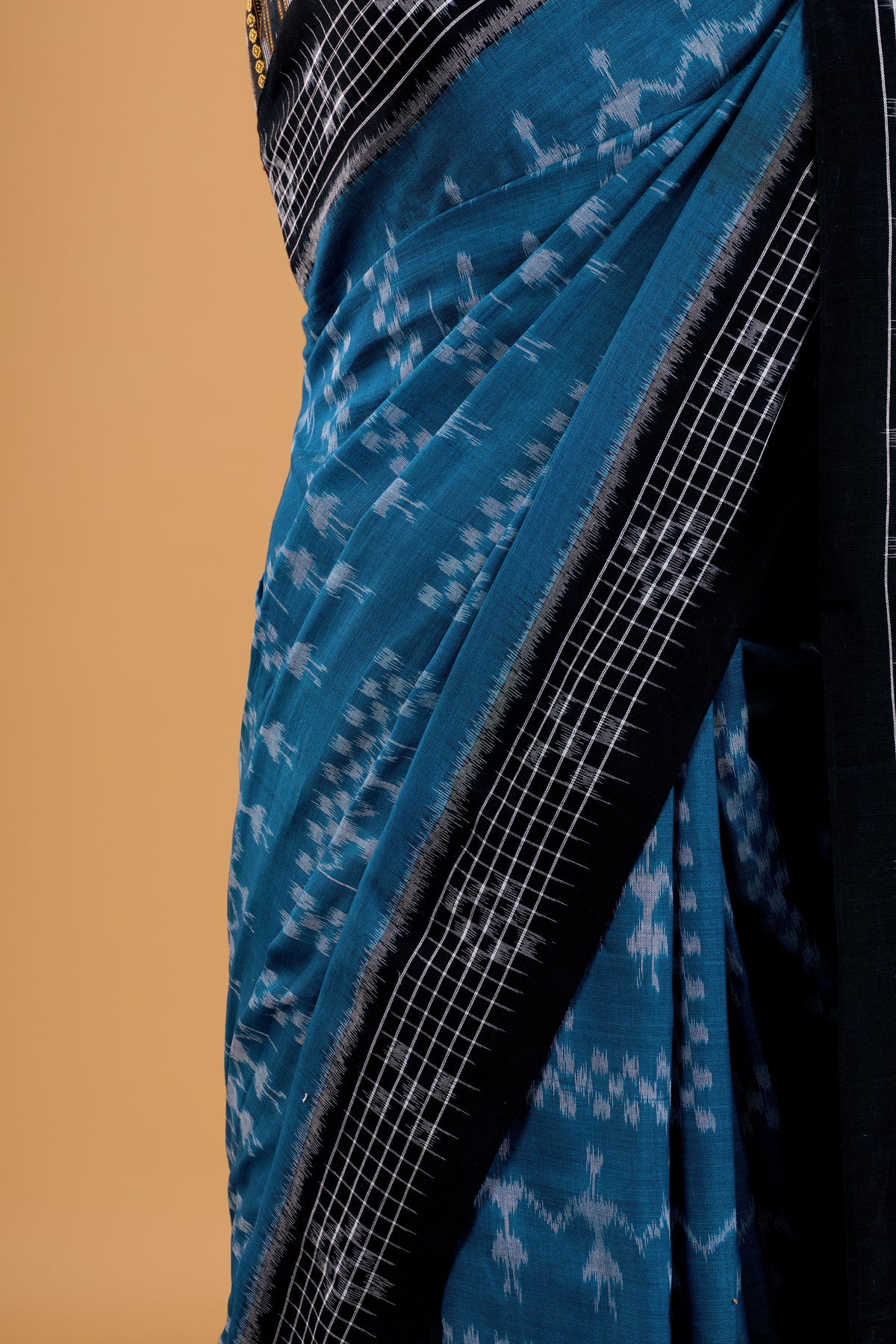 Odisha Ikkat Khandua Cotton Saree - Teal