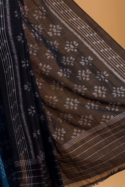 Odisha Ikkat Khandua Cotton Saree - Teal