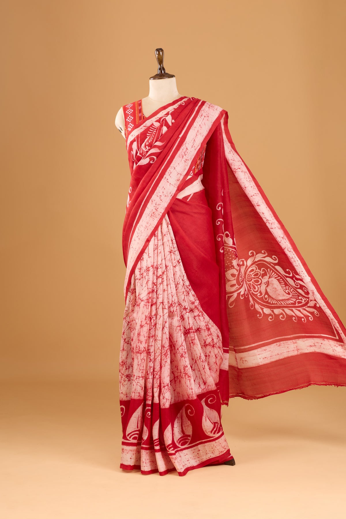 Murshidabad Pure Silk Saree With Hand Batik Print