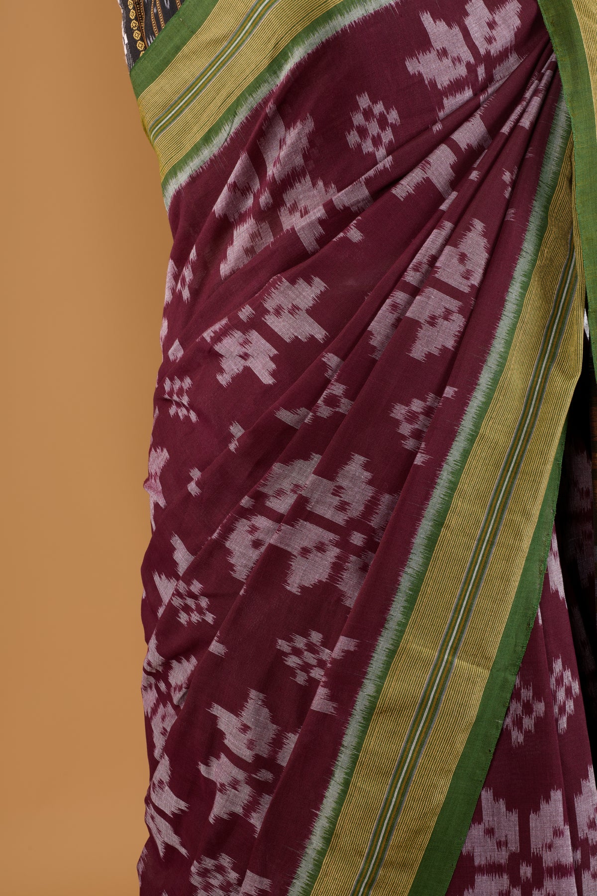 Odisha Ikkat Khandua Cotton Saree - Coffee