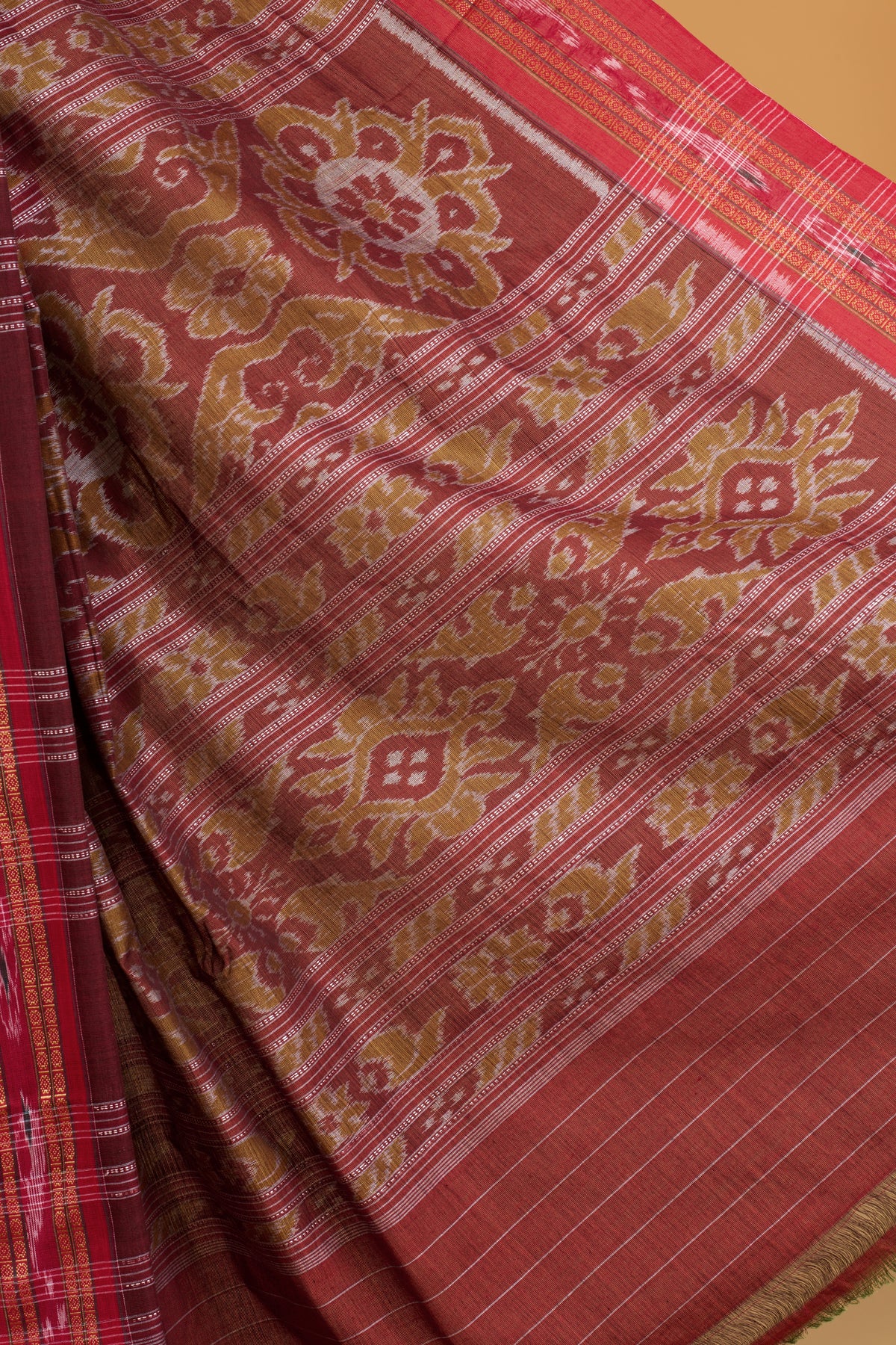 Odisha Ikkat Khandua Cotton Saree - Mehendi Green
