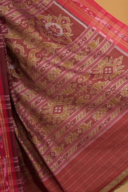 Odisha Ikkat Khandua Cotton Saree - Mehendi Green