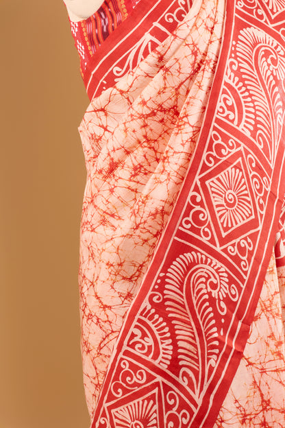 Murshidabad Pure Silk Saree With Hand Batik Print