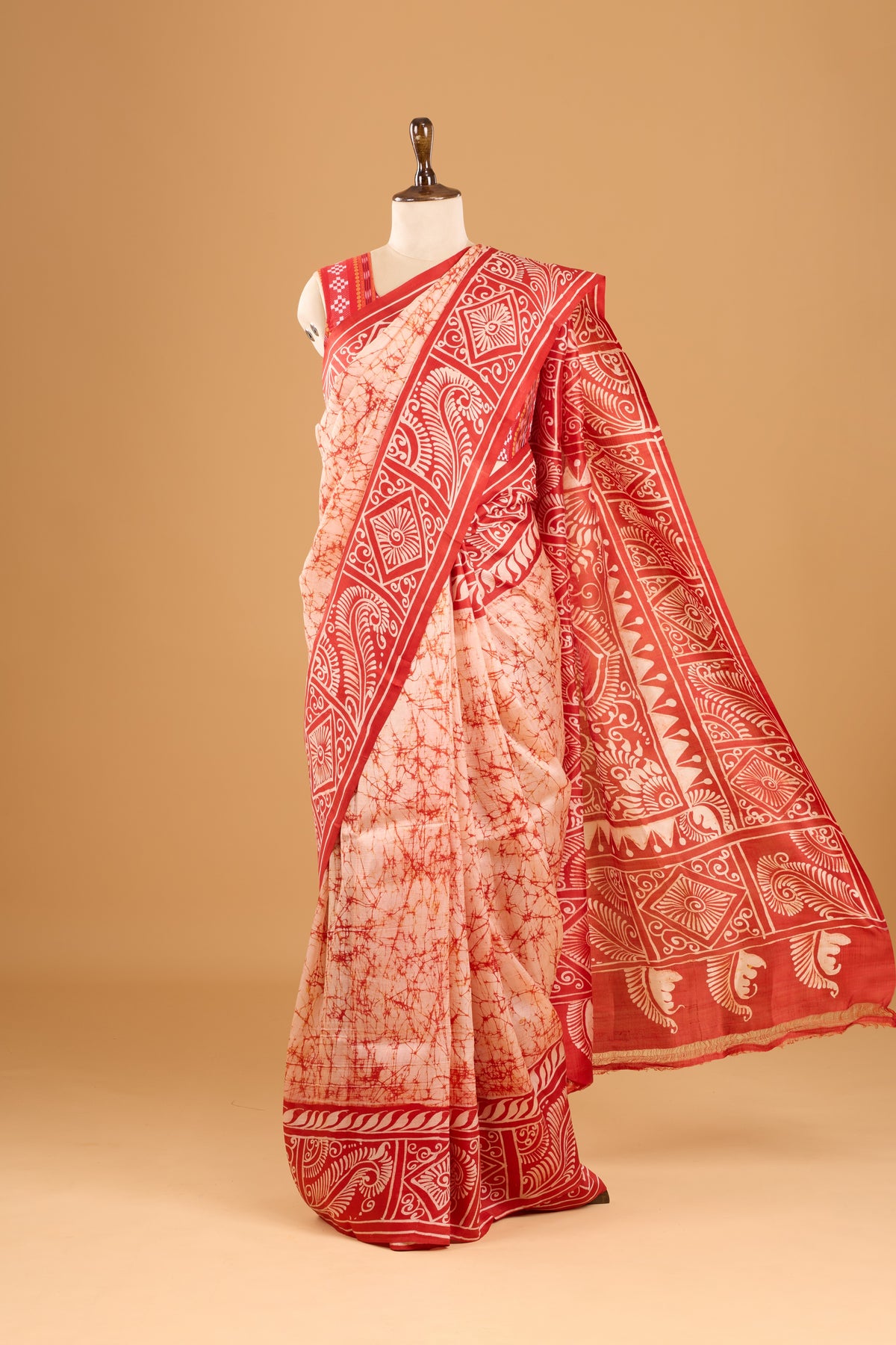Murshidabad Pure Silk Saree With Hand Batik Print