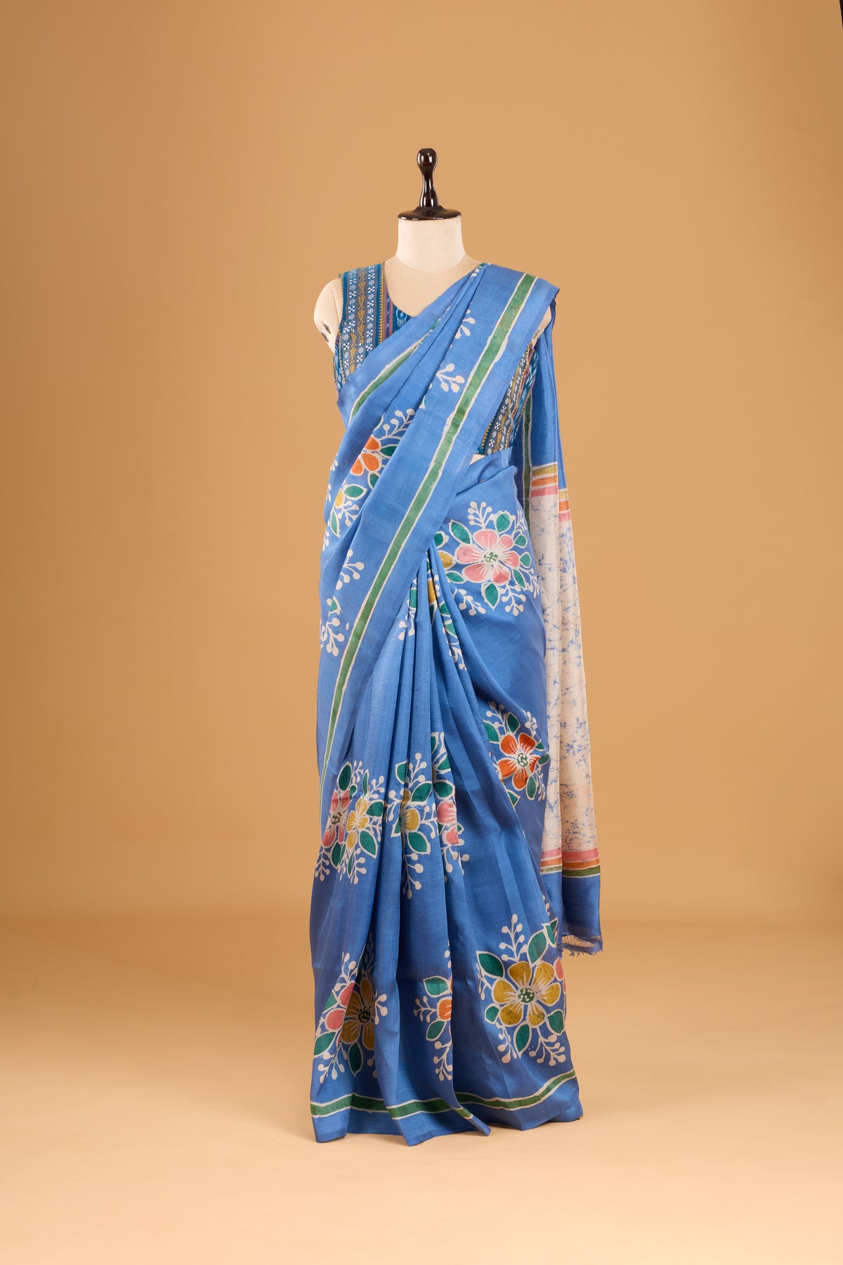 Murshidabad Pure Silk Saree With Hand Batik Print