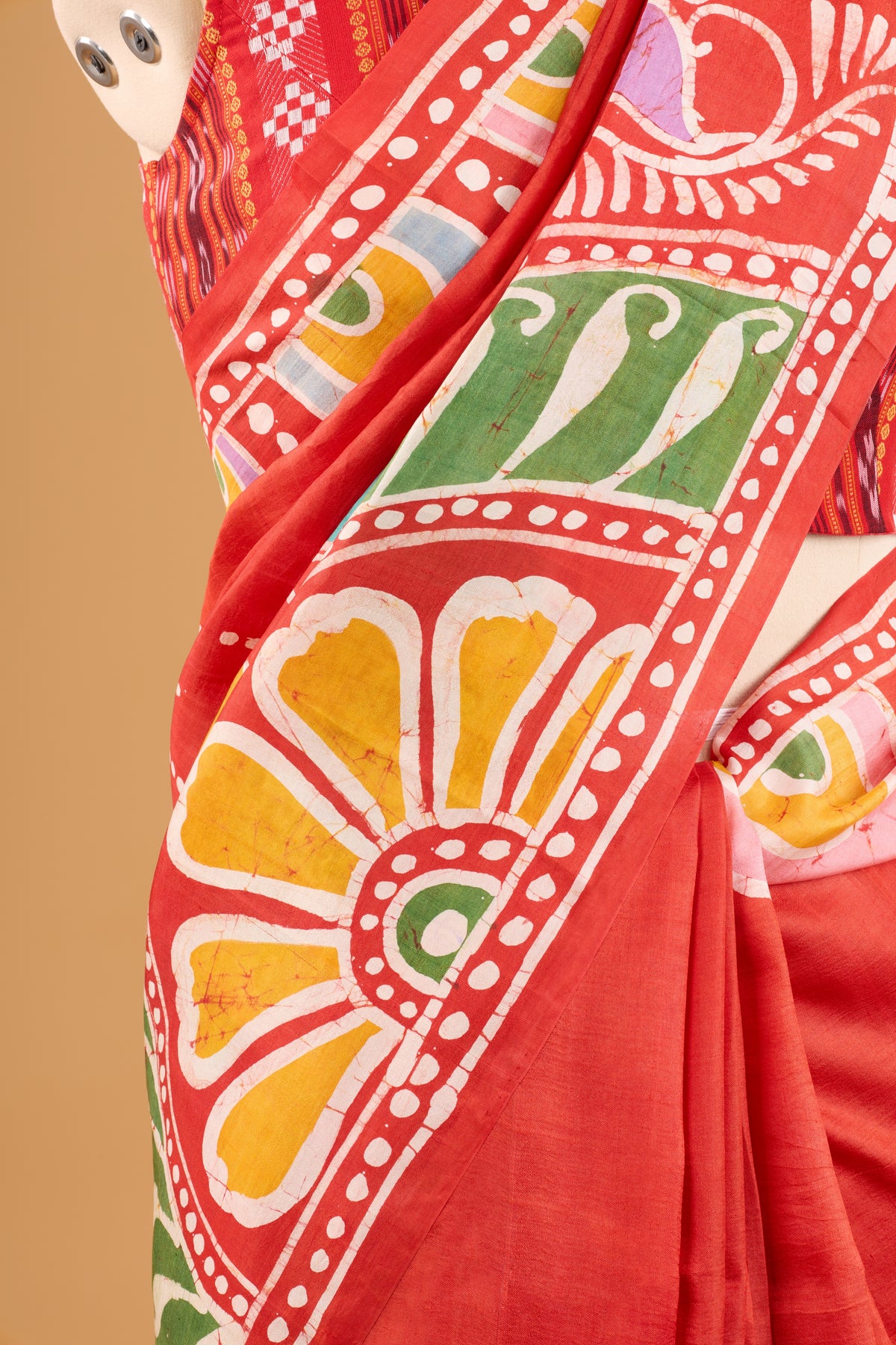 Murshidabad Pure Silk Saree With Hand Batik Print