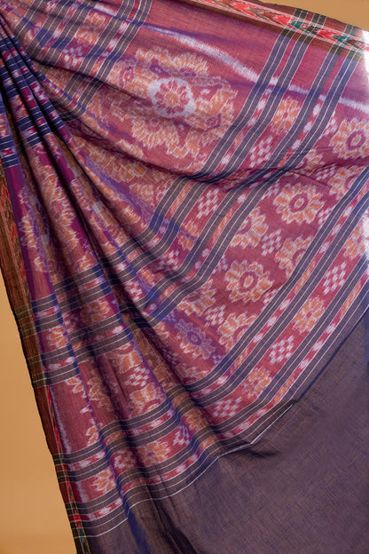 Odisha Ikkat Khandua Cotton Saree - Navy