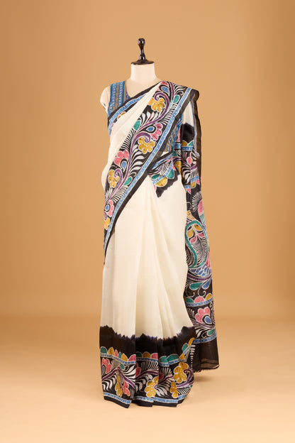 Murshidabad Pure Silk Saree With Hand Batik Print