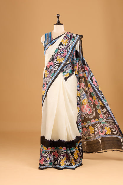 Murshidabad Pure Silk Saree With Hand Batik Print