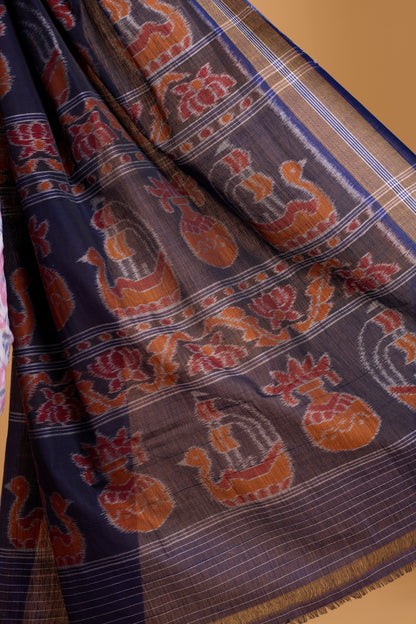 Odisha Ikkat Khandua Cotton Saree - White