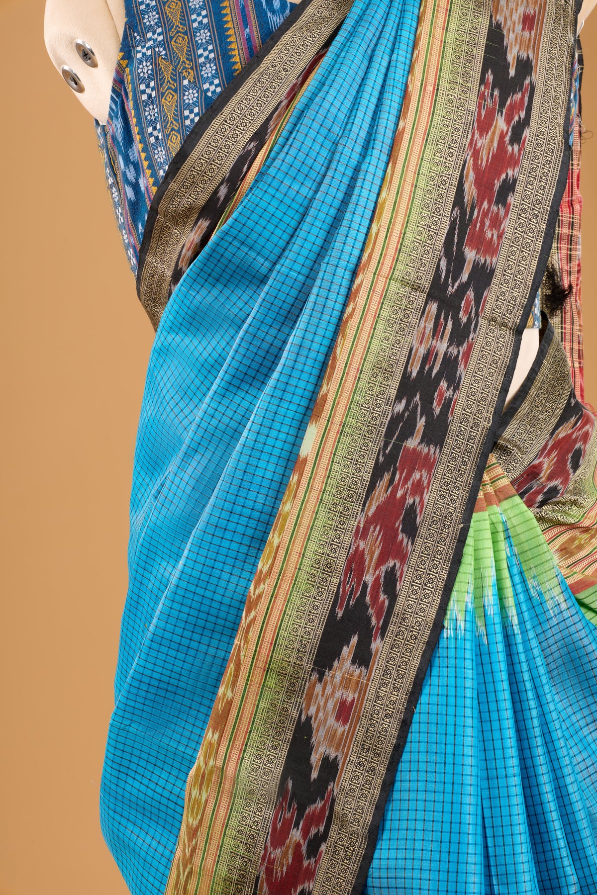 Sachipaar Khandua Silk Saree: Sky Blue