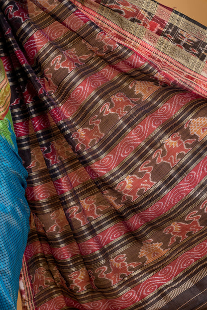 Sachipaar Khandua Silk Saree: Sky Blue