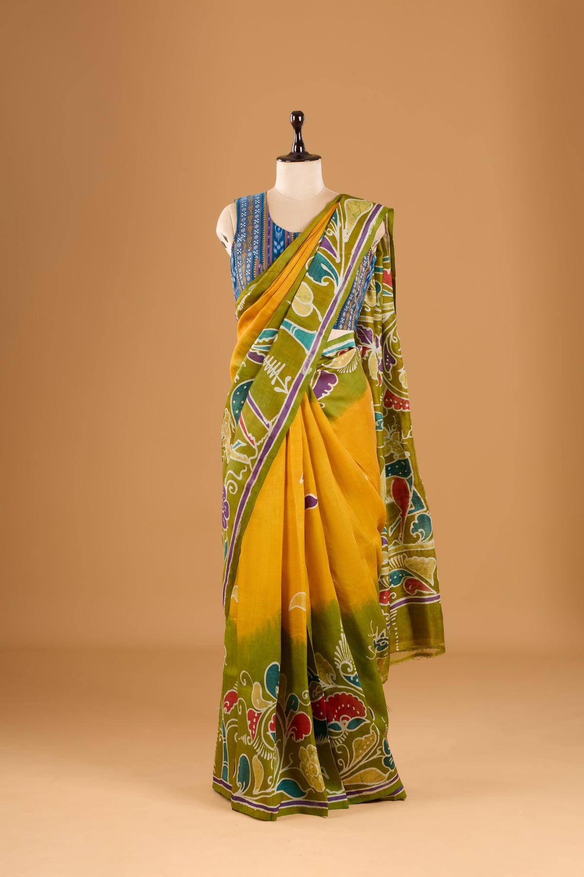 Murshidabad Pure Silk Saree With Hand Batik Print