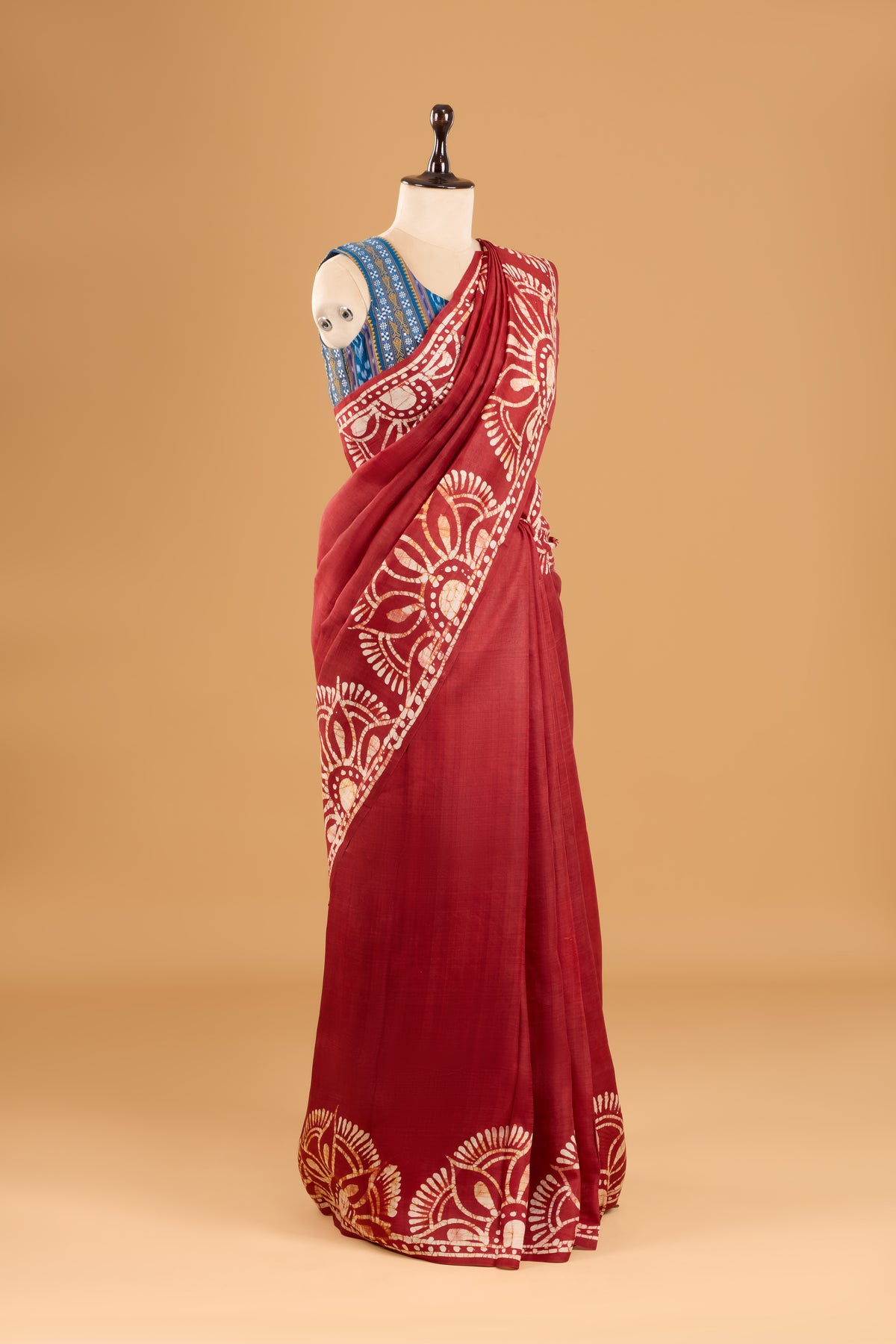 Murshidabad Pure Silk Saree With Hand Batik Print