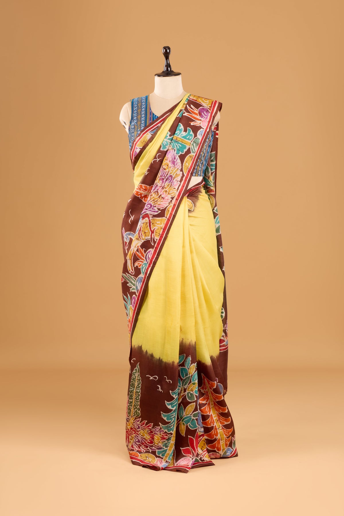 Murshidabad Pure Silk Saree With Hand Batik Print