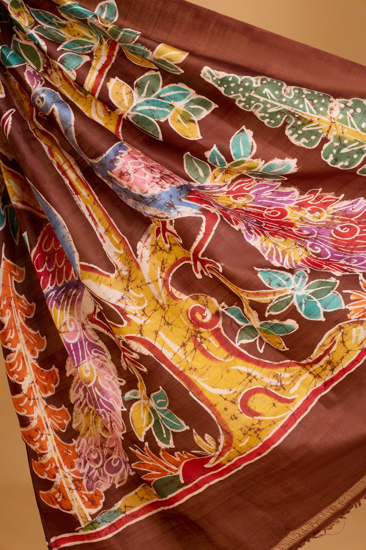 Murshidabad Pure Silk Saree With Hand Batik Print