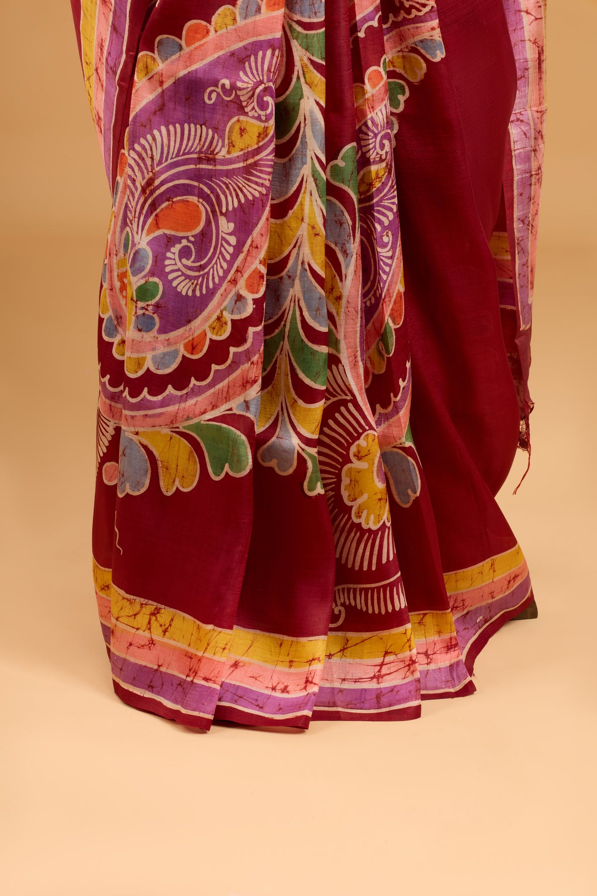 Murshidabad Pure Silk Saree With Hand Batik Print