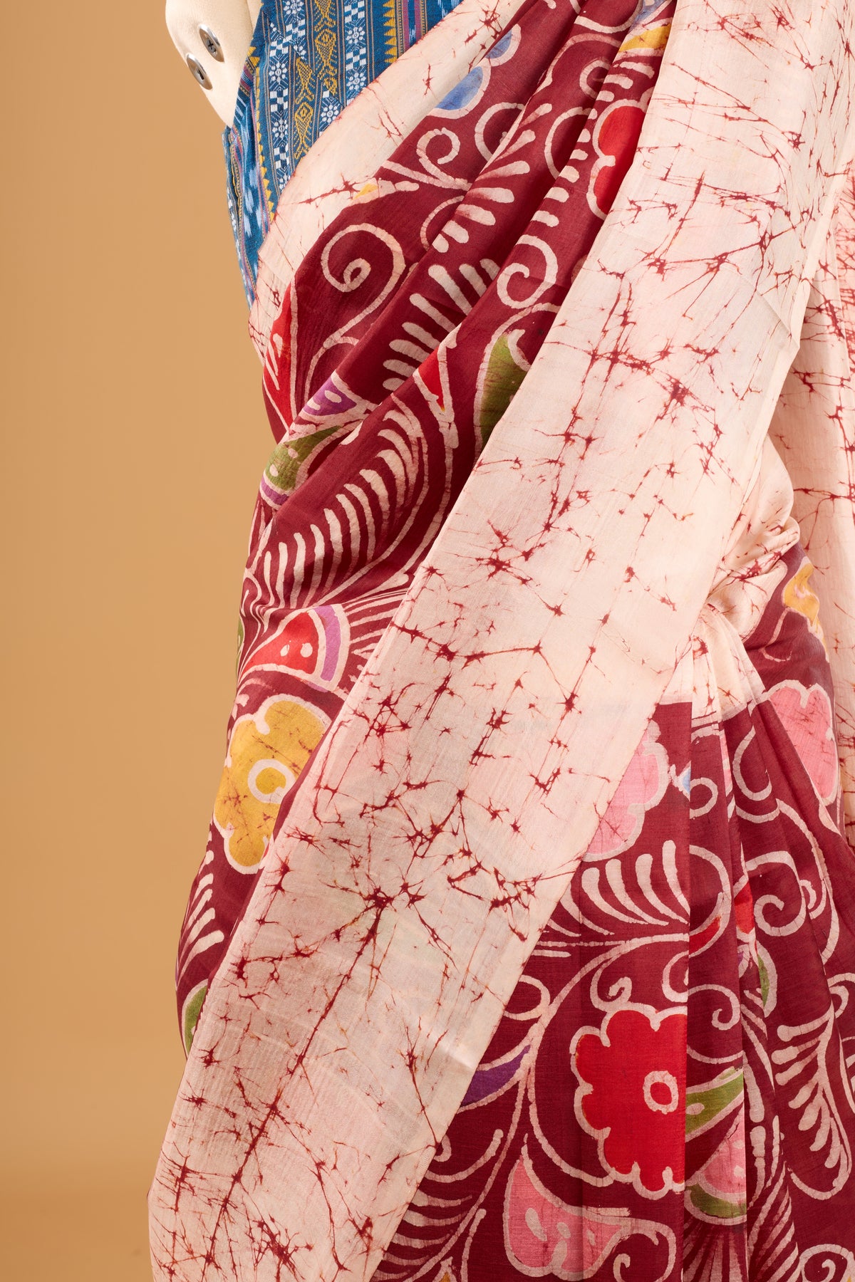 Murshidabad Pure Silk Saree With Hand Batik Print