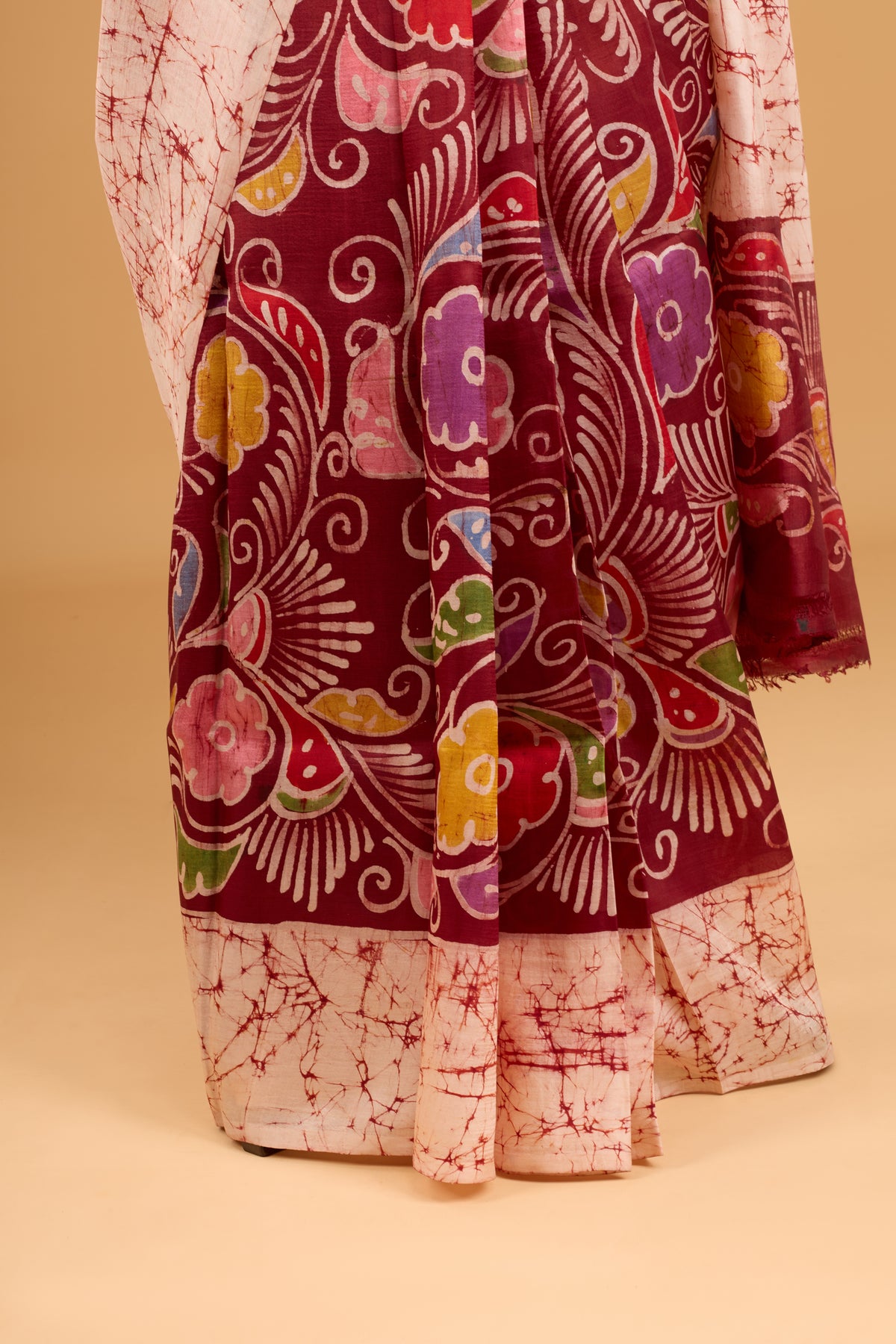 Murshidabad Pure Silk Saree With Hand Batik Print