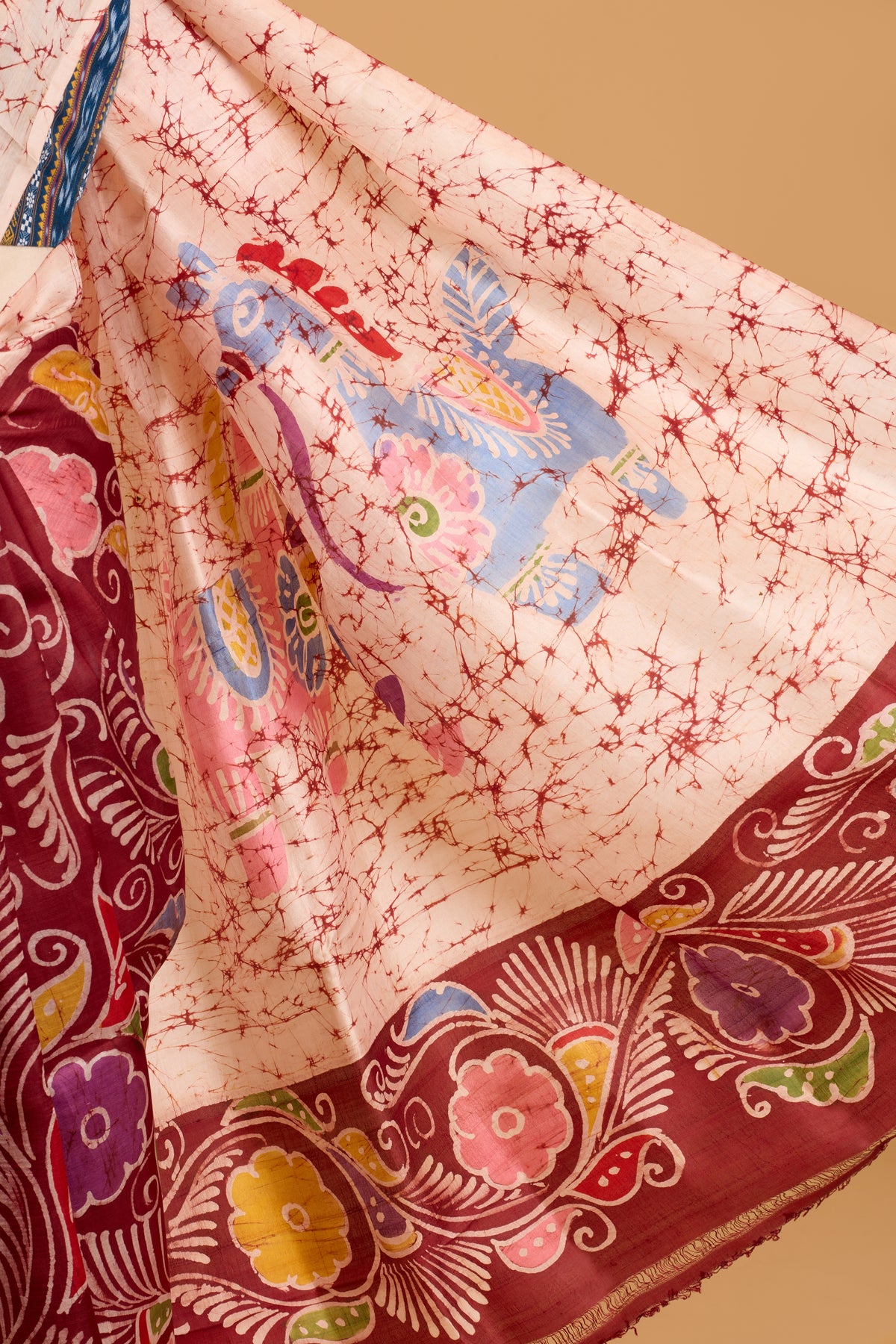 Murshidabad Pure Silk Saree With Hand Batik Print