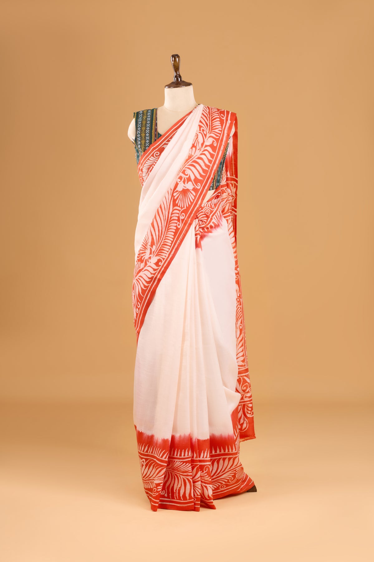 Murshidabad Pure Silk Saree With Hand Batik Print