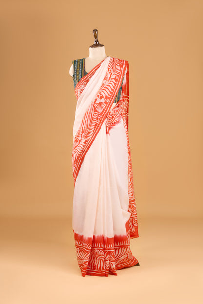 Murshidabad Pure Silk Saree With Hand Batik Print