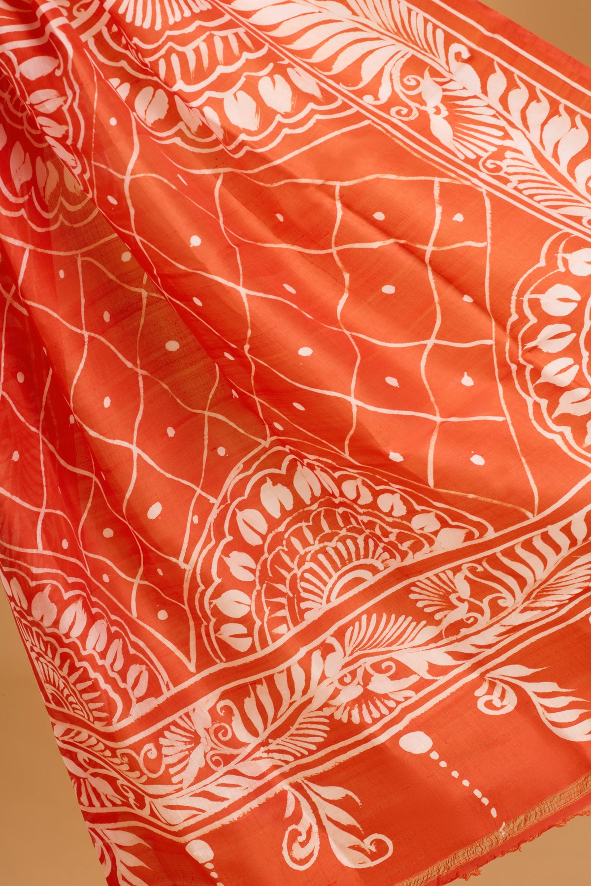 Murshidabad Pure Silk Saree With Hand Batik Print
