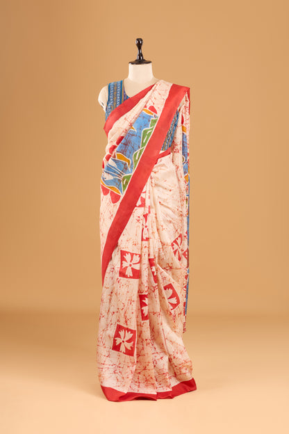 Murshidabad Pure Silk Saree Hand Batik Print