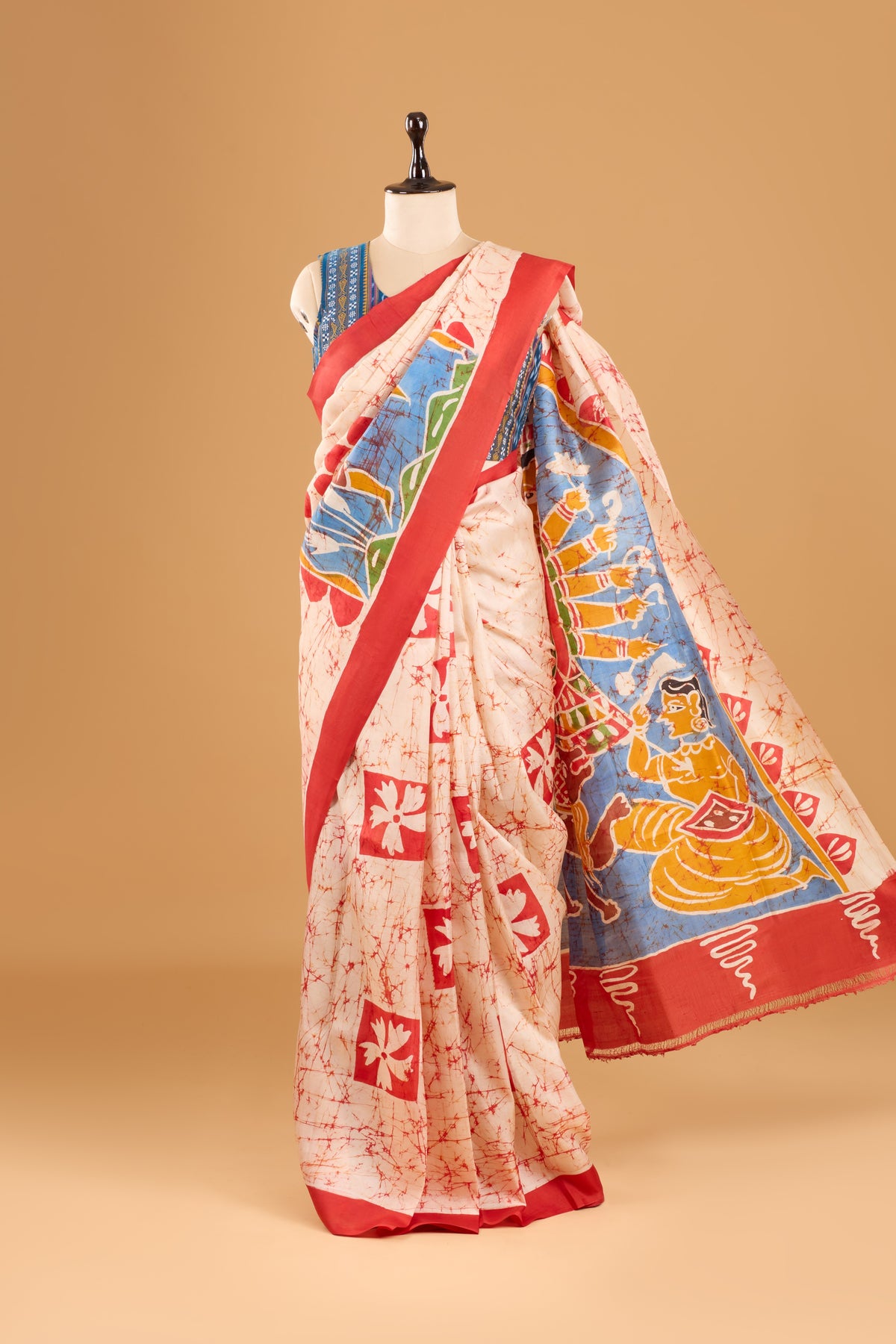 Murshidabad Pure Silk Saree Hand Batik Print