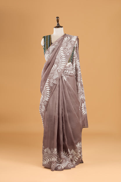 Murshidabad Pure Silk Saree With Hand Batik Print