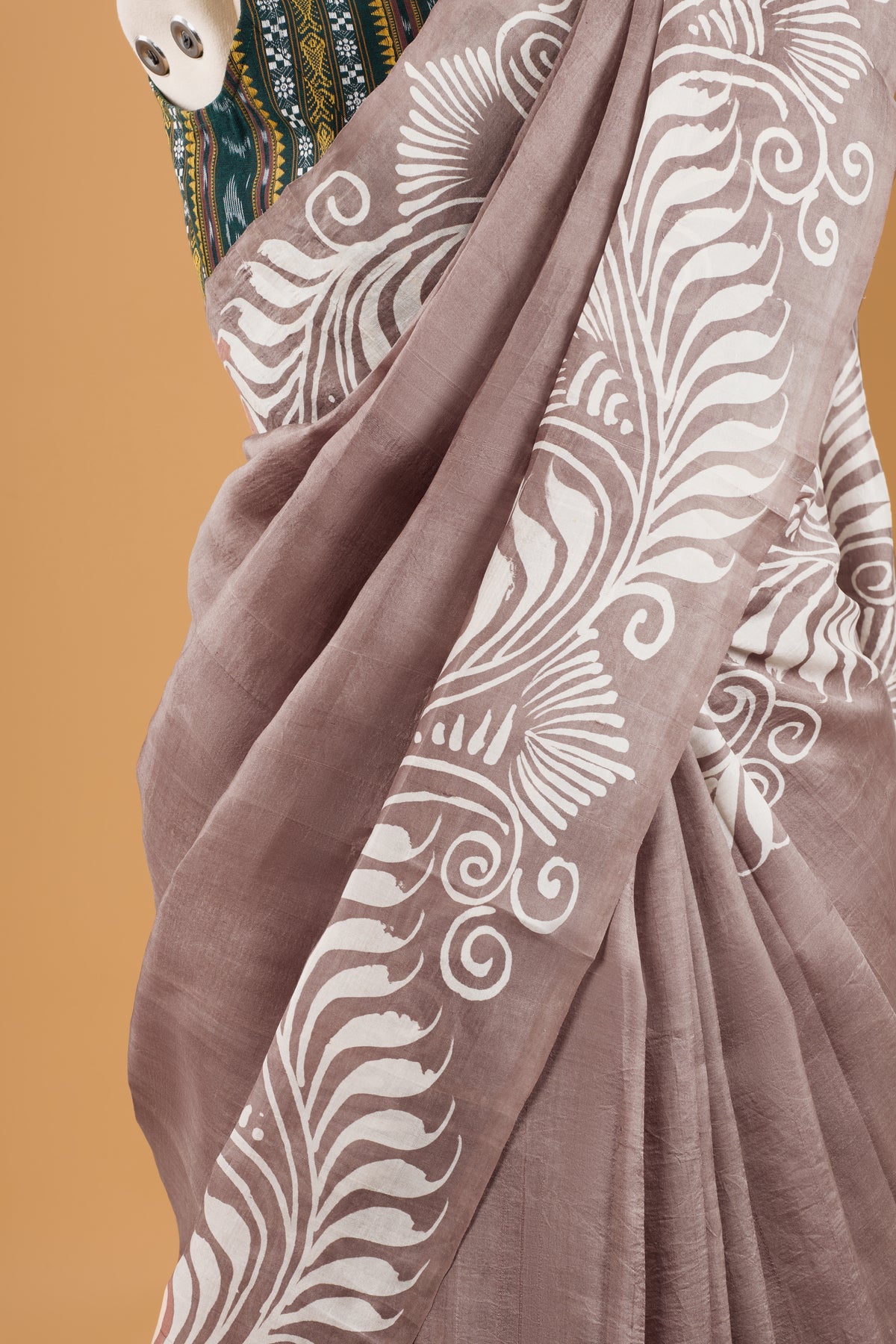 Murshidabad Pure Silk Saree With Hand Batik Print