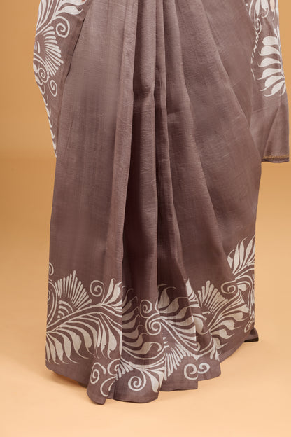 Murshidabad Pure Silk Saree With Hand Batik Print