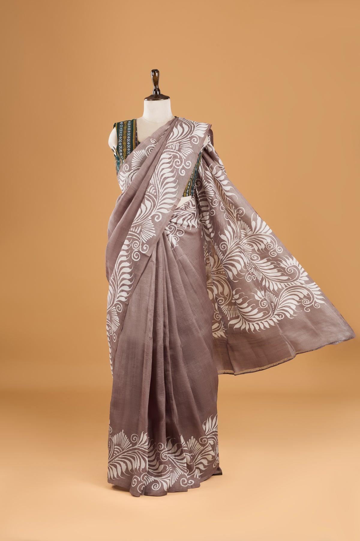 Murshidabad Pure Silk Saree With Hand Batik Print