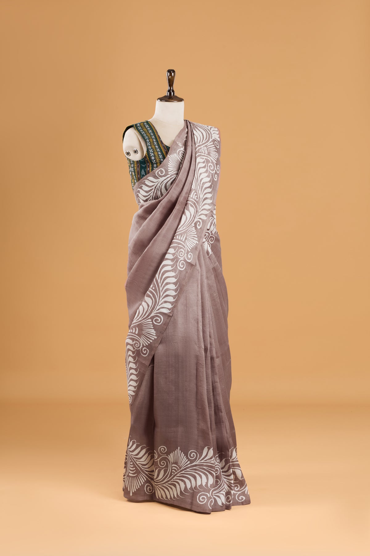 Murshidabad Pure Silk Saree With Hand Batik Print
