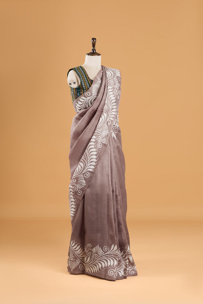 Murshidabad Pure Silk Saree With Hand Batik Print