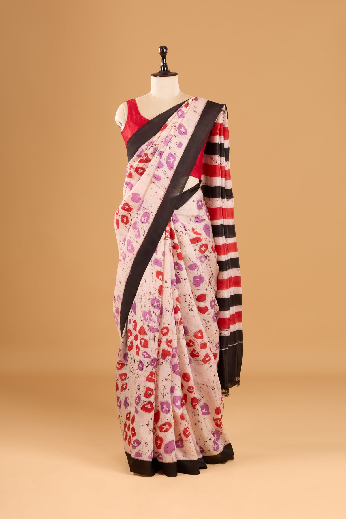 Murshidabad Pure Silk Saree With Hand Batik Print
