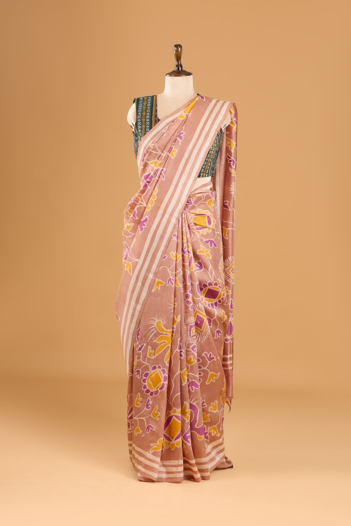 Murshidabad Pure Silk Saree With Hand Batik Print