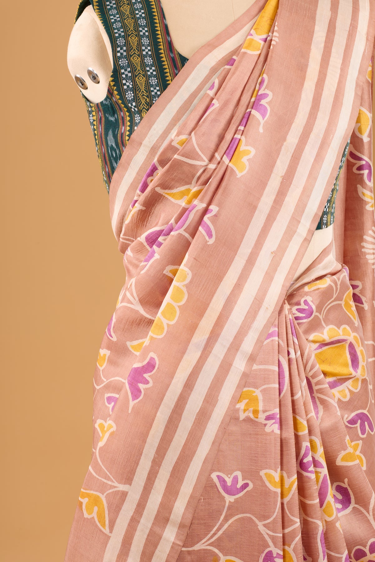 Murshidabad Pure Silk Saree With Hand Batik Print